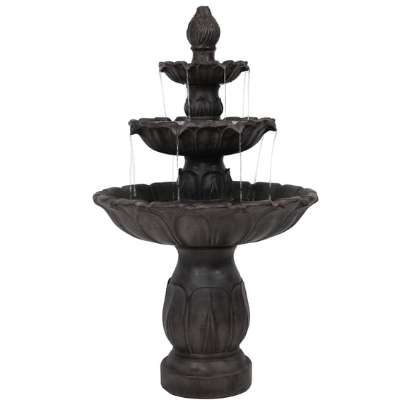 Pre-Owned Sunnydaze Classic Tulip 46" Tiered Outdoor Water Fountain 3-Tiered Outdoor Brown