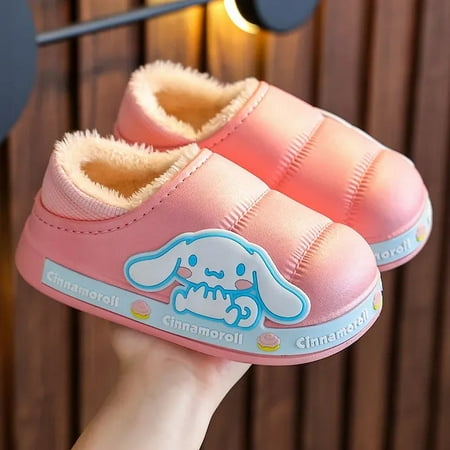 

Sanrios Hello Kitty Anime Kawaii Winter Children Bag Heel Cotton Shoes Waterproof and Warm External Slippers Christmas Gifts