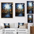 thumbnail image 4 of Designart "Blue Canal Surreal Waterways Painting I" Cityscapes Floater Framed Wall Art Living Room, 4 of 7