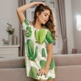 thumbnail image 3 of Hirioo Cactus And Succulent for Women’s Nightdress Comfortable Short Sleeve Nightwear Casual Sleep Dress, 3 of 6