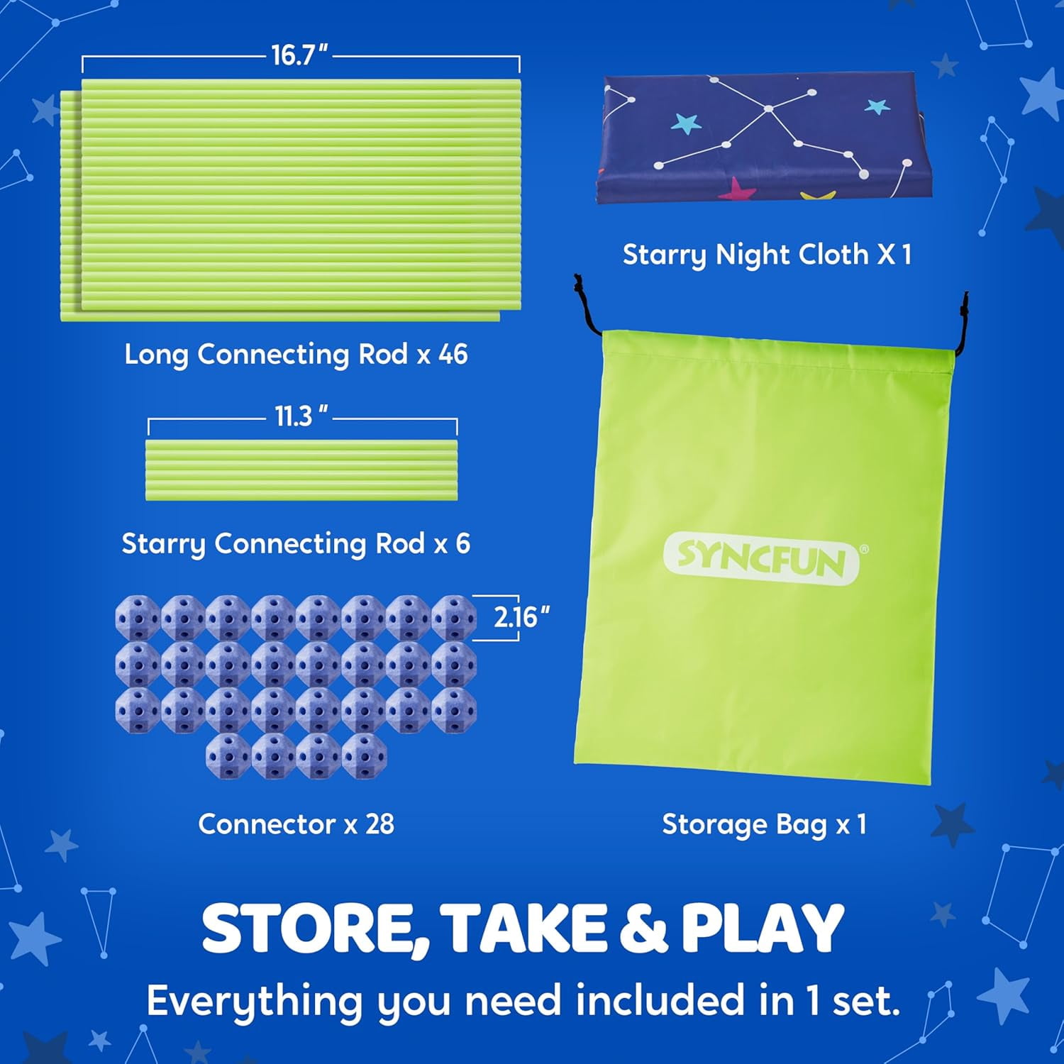 SYNCFUN Fort Building Kit for Kids, Glow in The Dark Creative Construction Toy Kids Tunnel DIY STEM Toy Birthday Gift for Boys and Girls Aged 4-12
