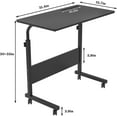 thumbnail image 3 of SogesPower 31.5" Adjustable Mobile Side Table with Card Slot and Wheel, Design for Home- Black, 3 of 8