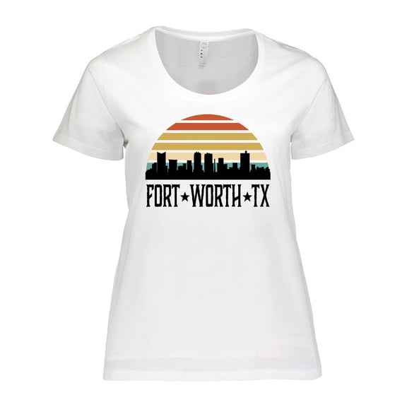 Inktastic Fort Worth Texas Skyline Retro Women's Plus Size T-Shirt
