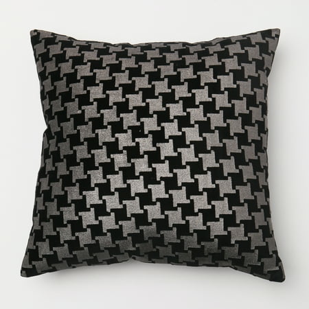 Quality Home Large Houndstooth Metallic Foil Printed Velvet Quality Home Large Houndstooth Metallic Foil Printed Velvet Decorative Pillow Cover Only 18 X