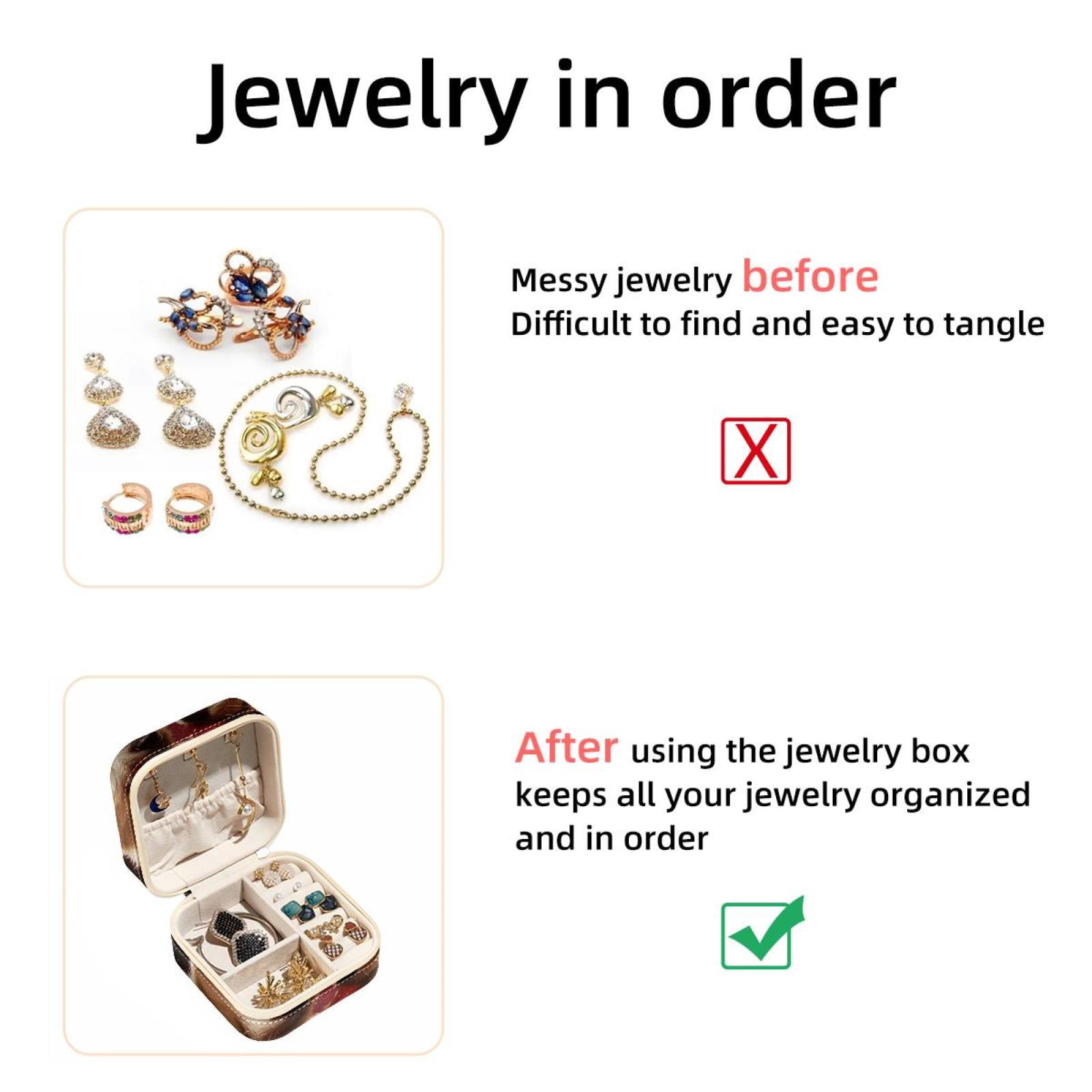 PhooArto Small Jewellery Box, Galaxy Puppies Cherries Portable Travel Mini Jewelry Case for Women Leather Ring Organizer