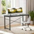 thumbnail image 5 of Computer Office Desk 48 Inch Student Study Writing Work with Metal Frame Wood Tabletop Modern Simple PC Home Bedroom Table - Basic Black, 5 of 7