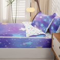 thumbnail image 5 of Manfei Gradient Galaxy Zipper Twin Comforter Sets with Fitted Sheet and 2 Pillowcases,Cute Stars Zipper Bedding Set,Purple Blue,Colorful Stars Reversible,4pcs, 5 of 8