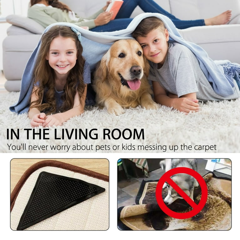 8pcs Rug Carpet Mat Grippers Reusable Washable Silicone Grip Non Slip Anti-Skid