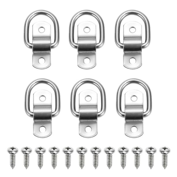 6 Pack D Ring Tie Down Anchors 1/4" Heavy Duty Stainless Steel Trailer Tie Down TAPDRA Accessory Part