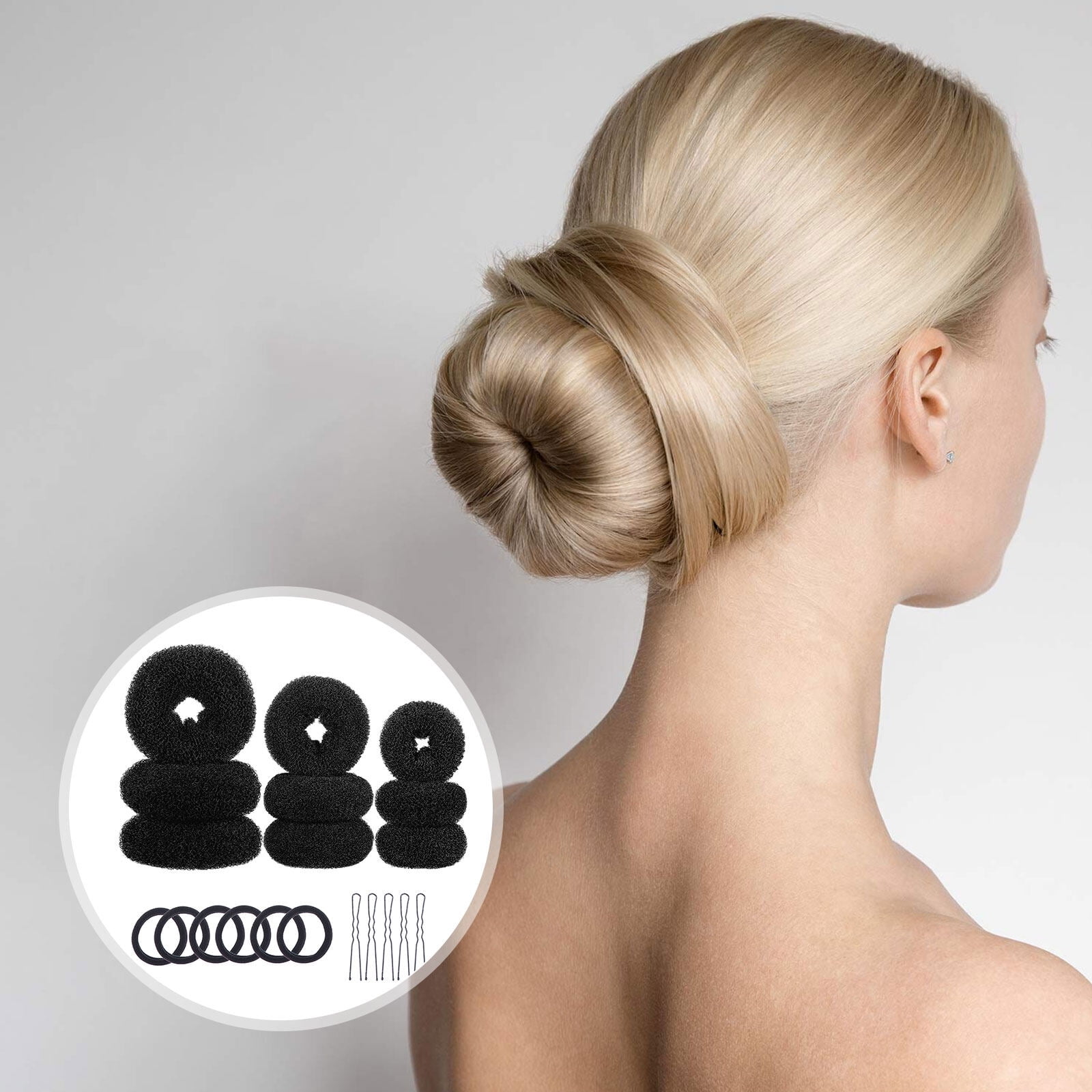 WORGEOUS 9 Sets  Hair Donut Bun Makers Woman Hair Ties Bun Makers U-shaped Hairpins