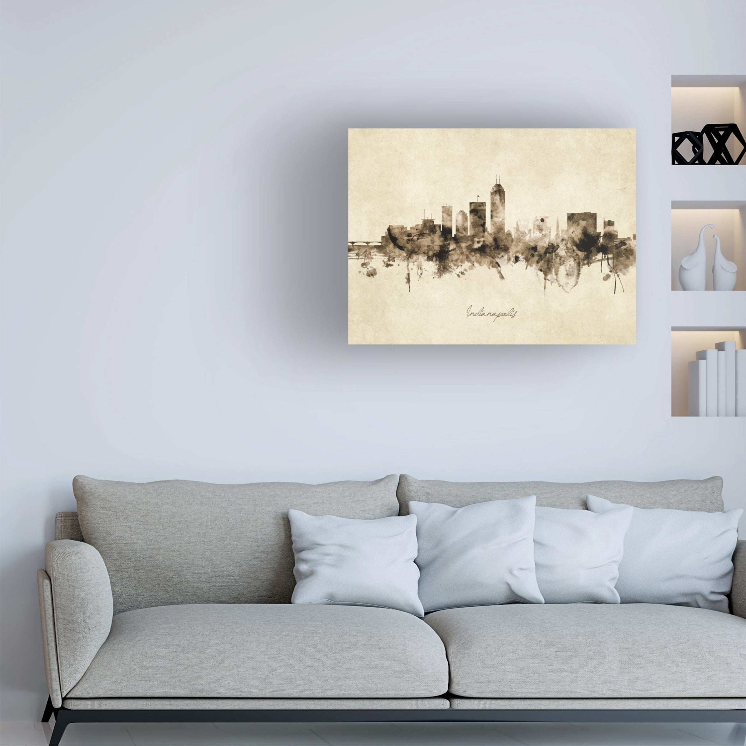 Michael Tompsett 'Indianapolis Indiana Skyline Vintage' Canvas Art