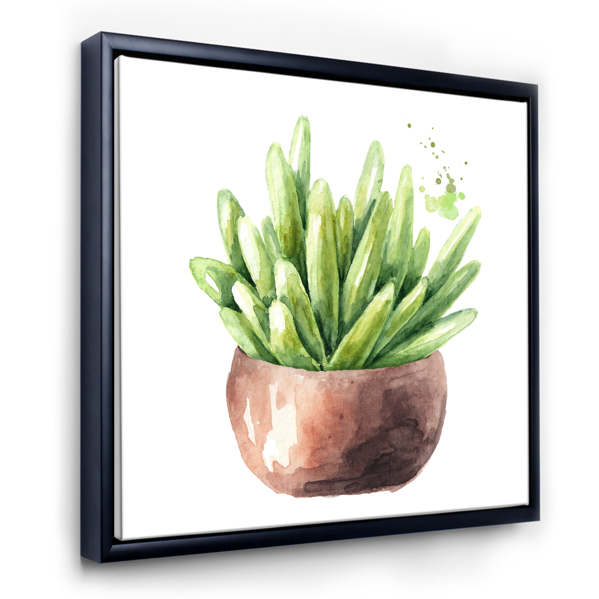 Designart 'Succulent Flower In Terracotta Clypot I' Traditional Framed Canvas Wall Art Print