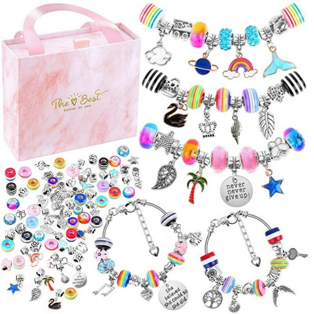 Bracelet Making Kit For Girls 85pcs Charm Bracelets Kit With Beads