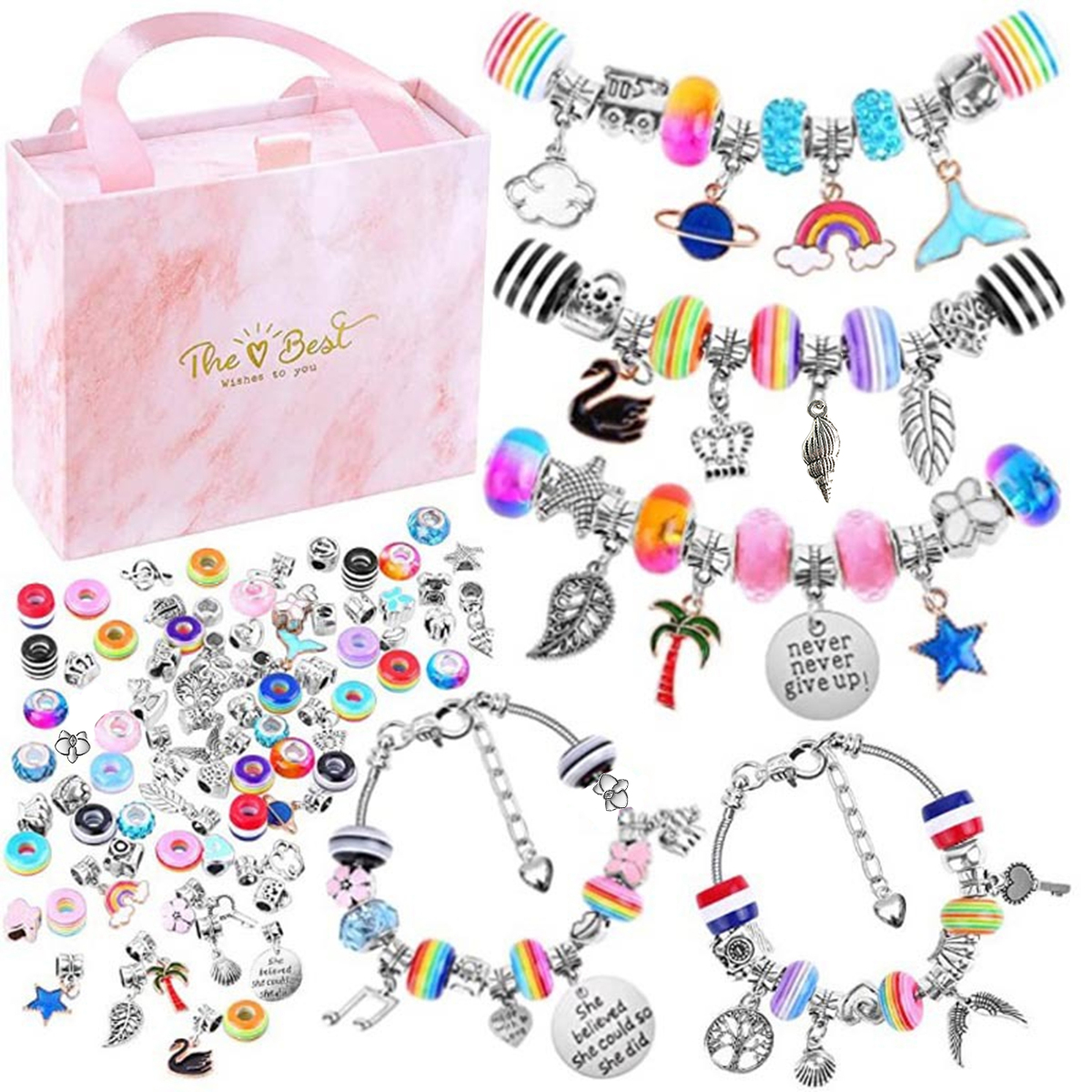 Bracelet Making Kit for Girls 85PCs Charm Bracelets Kit with Beads 