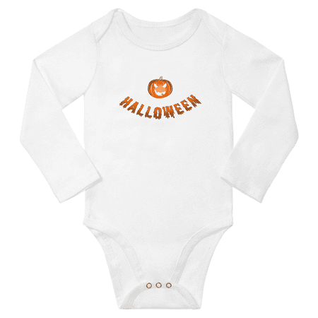 

Halloween Pumpkin Grimace Cute Baby Long Sleeve Clothing Bodysuits Boy Girl Unisex (White 6M)