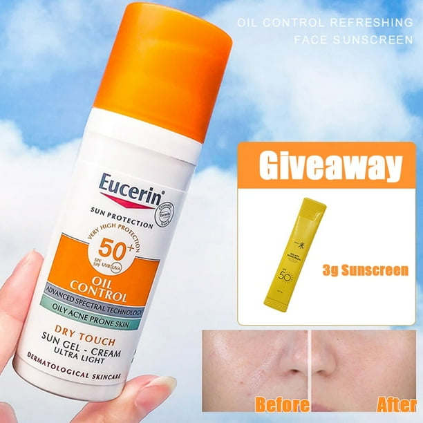Eucerin protector solar Original FPS 50 +, bloqueador solar Facial oleoso para acné, piel sensible propensa, protección UV, 50ML