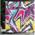thumbnail image 4 of Ambesonne Abstract Shower Curtain, Geometric Diamond, 69"Wx84"L, Pink Yellow Green, 4 of 5