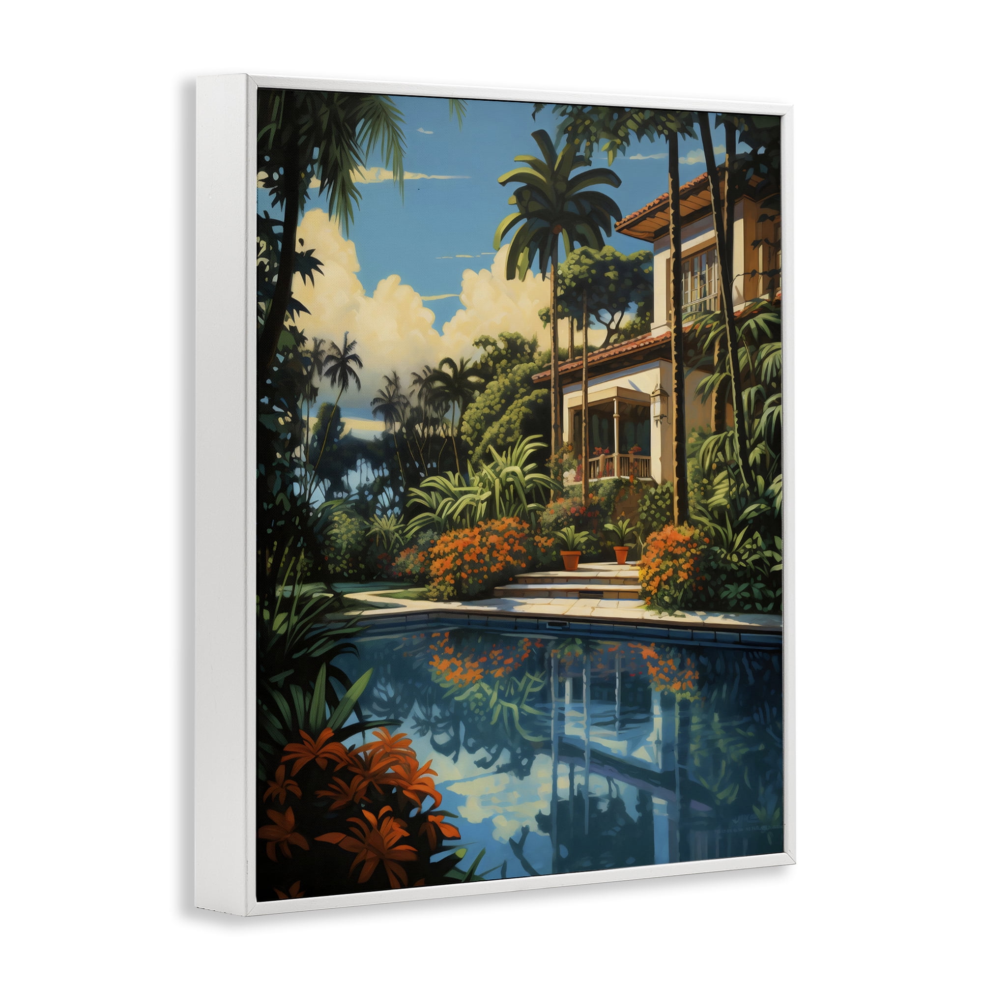 Stupell Industries Tropical Tranquility Villa White Framed Giclee Art, design by Creative Studio