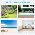 thumbnail image 4 of Outsunny 3 Pieces Patio Pool Lounge Chairs Set, Outdoor Chaise Lounge for Yard Garden, Metal Frame, Breathable Mesh and Glass Top Table - Set of 3, Blue, 4 of 10
