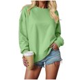 thumbnail image 4 of larppty Fall Fashion Crewneck Sweatshirt Long Sleeve Loose Fit Pullover Tops Drop Shoulder Sweatshirts for Women (Green, S), 4 of 6
