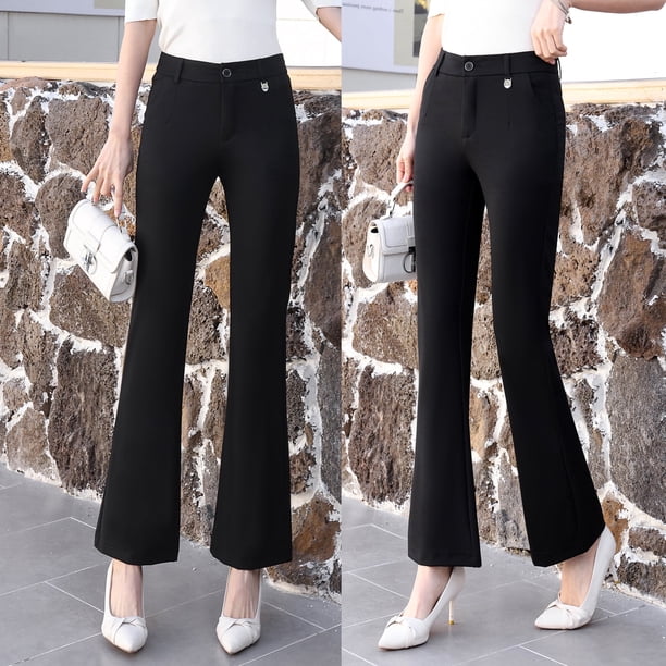 Pantalones Negros, Pantalones Estilo Occidental Ligeramente Acampanados, Pantalones Acampanados Ajustados y Adelgazantes para Mujer, Pantalones Nuevos de Verano, Pantalones de Traje