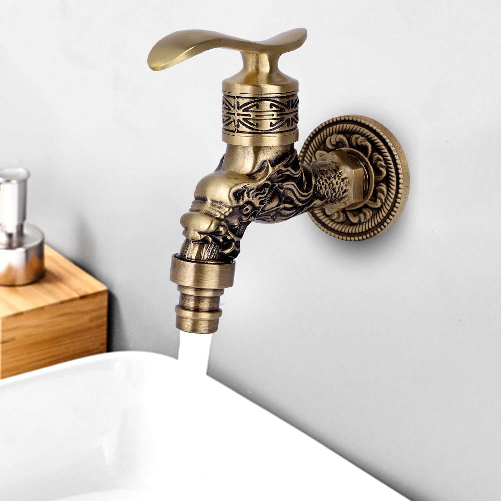 YLSHRF Water Tap, Wall Mounted Faucet,G1/2 Antique Brass Laundry ...