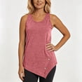 thumbnail image 5 of VBVC Women's Asymmetrical Hem Crew Neck Tank Top , Ladies' Sleeveless Side Button Blouse , Summer Casual Athletic Shirt For Women,Red,S-2XL, 5 of 6