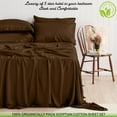 thumbnail image 3 of Real 800 Thread Count, 100% Organic natural Cotton, 8" Deep Pocket Sheet Set [60" X 80"] RV Camper Queen Size, Chocolate, 3 of 8