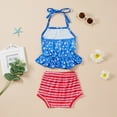 thumbnail image 4 of Mercatoo Baby Girl Summer Clothes Baby Sleeveless Shorts Girls Toddler Striped Printed 4-of-July Outfits Girls Outfits&Set, 4 of 9