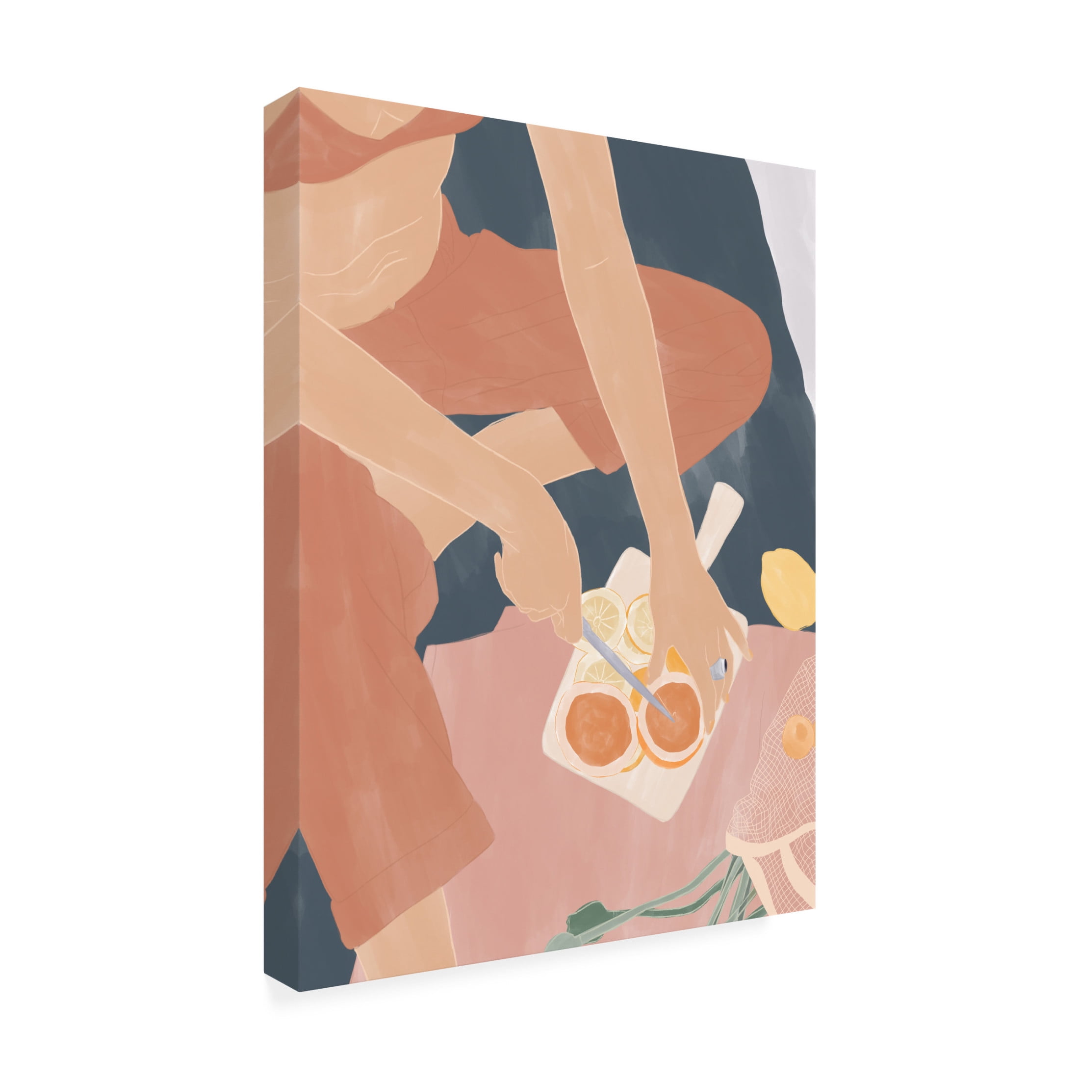 Trademark Fine Art Ivy Green Illustrations Cutting Grapefruits Canvas Wall Art