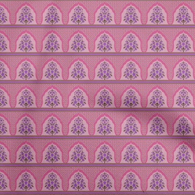 oneOone Polyester Spandex Pink Fabric Arabic Moroccan Sewing Craft Projects Fabric Prints By Yard 56 Inch Wide