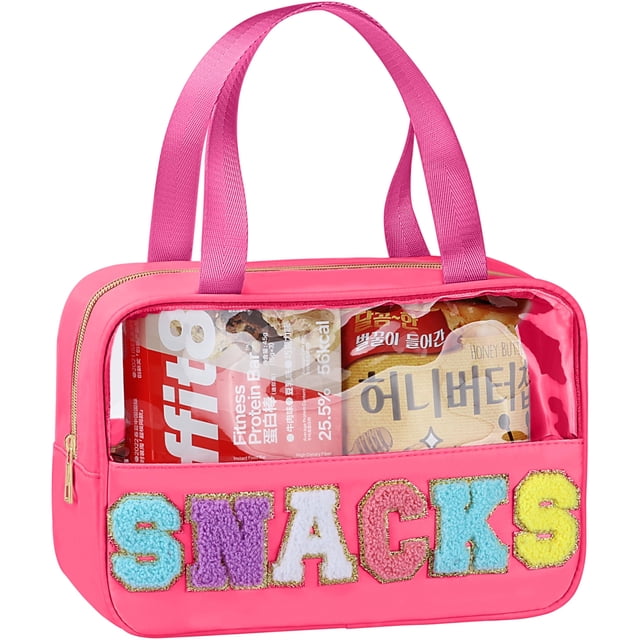Bolsa de maquillaje transparente con letras de chenilla TESAFNG, impermeable