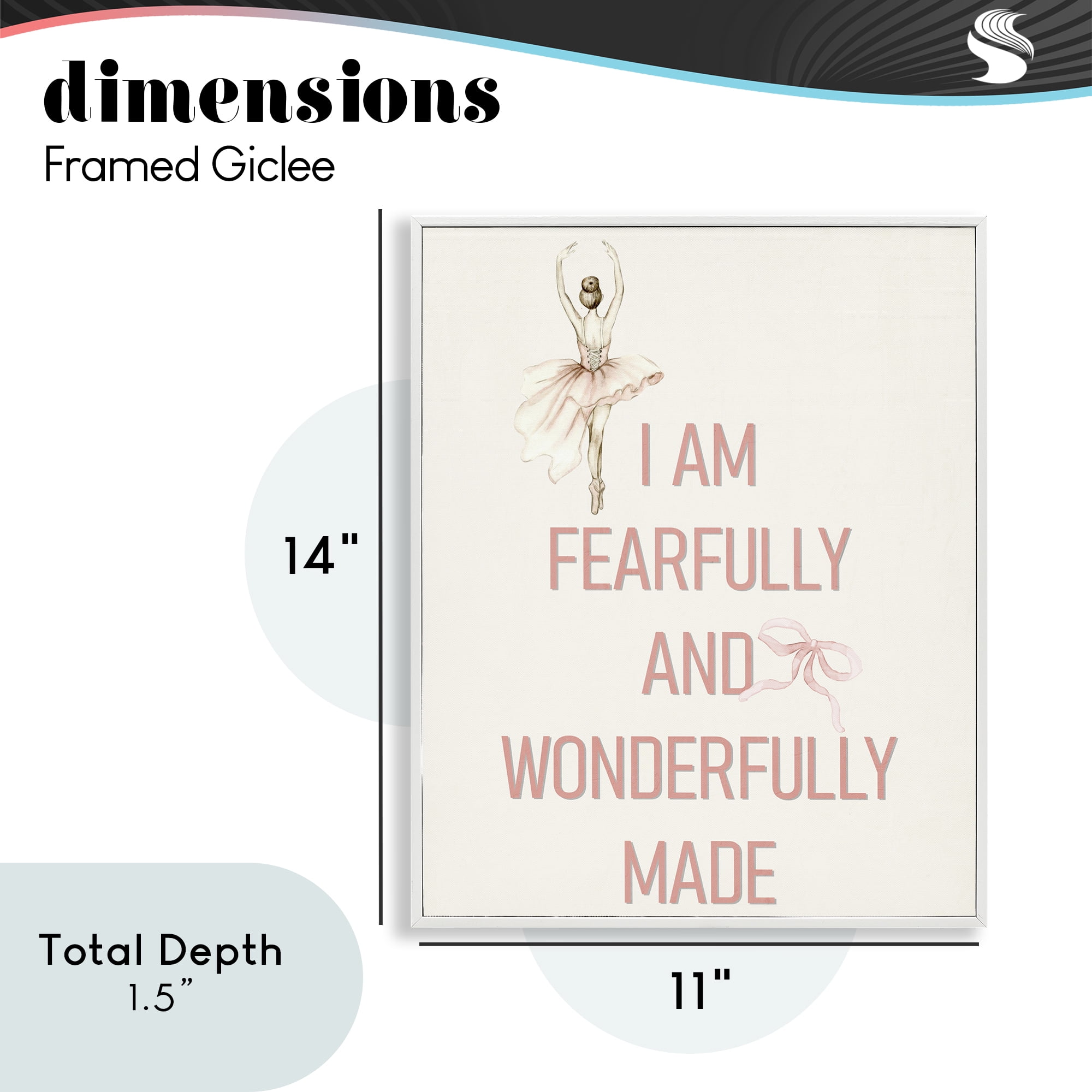 Wonderfully Made Ballerina White Framed Giclee Art, design by Kim Allen