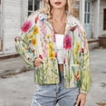 thumbnail image 3 of Jackets for Women Winter Coat Jackets Flannel Stand Collar Jacket(Watercolor Wildflowers Spring Summer,Size:S-4XL), 3 of 7