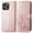 Rosegold, variant on for iPhone 16 Pro Wallet Case, [Flower Embossed] Premium PU Leather Flip Protective Case Cover with Card Holder and Stand with Wrist Strap for iPhone 16 Pro, Rosegold