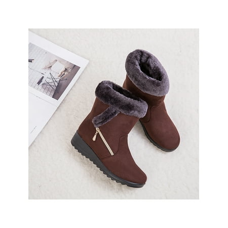 

Crocowalk Ladies Womens Warm Faux Fur Lined Zip Up WRAking Winter Snow Ankle Boots Shoes Size 11