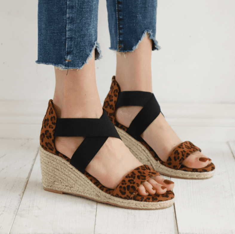 women's strappy open toe platform wedge