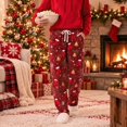 thumbnail image 5 of Hvogkswy Christmas Pajama Pants for Women Winter Drawstring High Waist Fleece Sleep Pants Holiday Loungewear Trousers with Pockets, 5 of 8