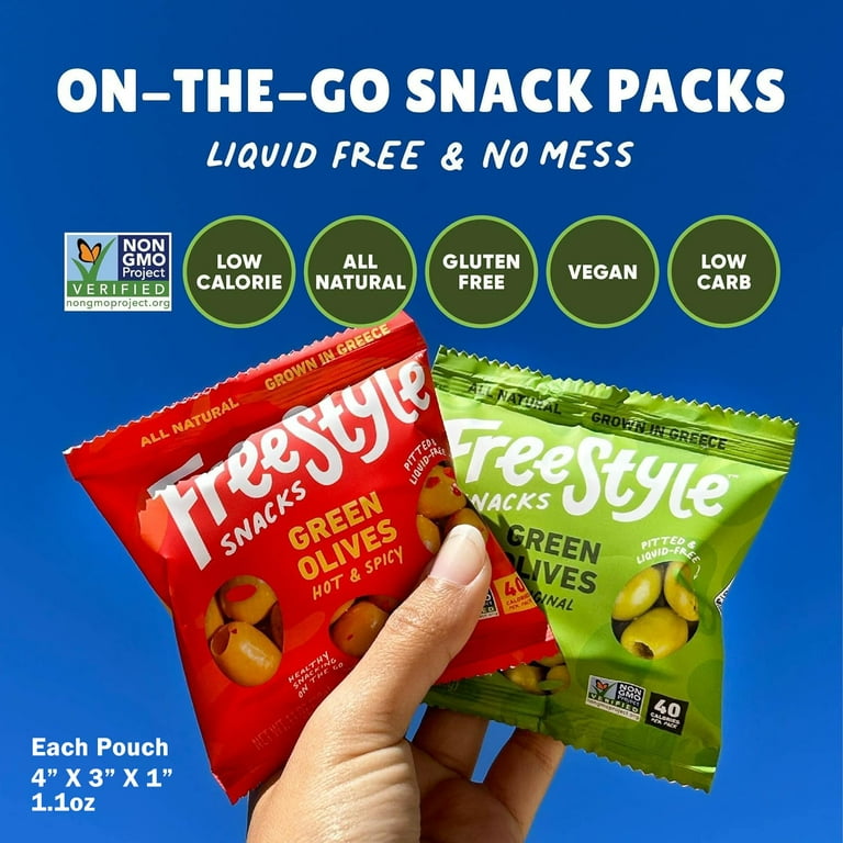 Freestyle Snacks Single Serve Olives, Liquid-Free Pouches, 1.1 oz