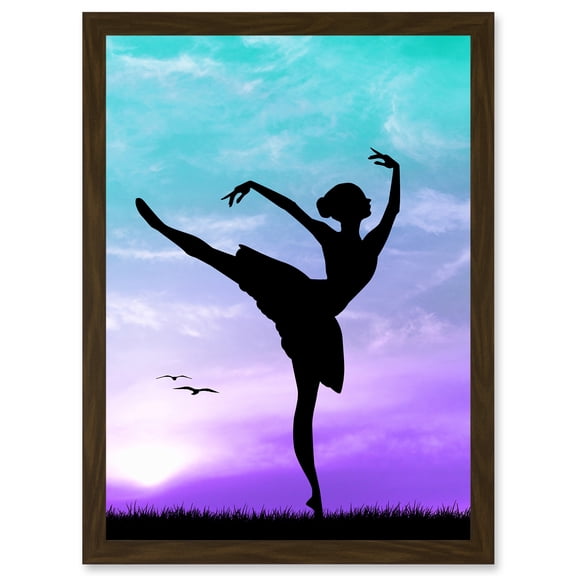 Photo Mock Up Silhouette Sunset Ballet Dancer A4 Artwork Framed Wall Art Print
