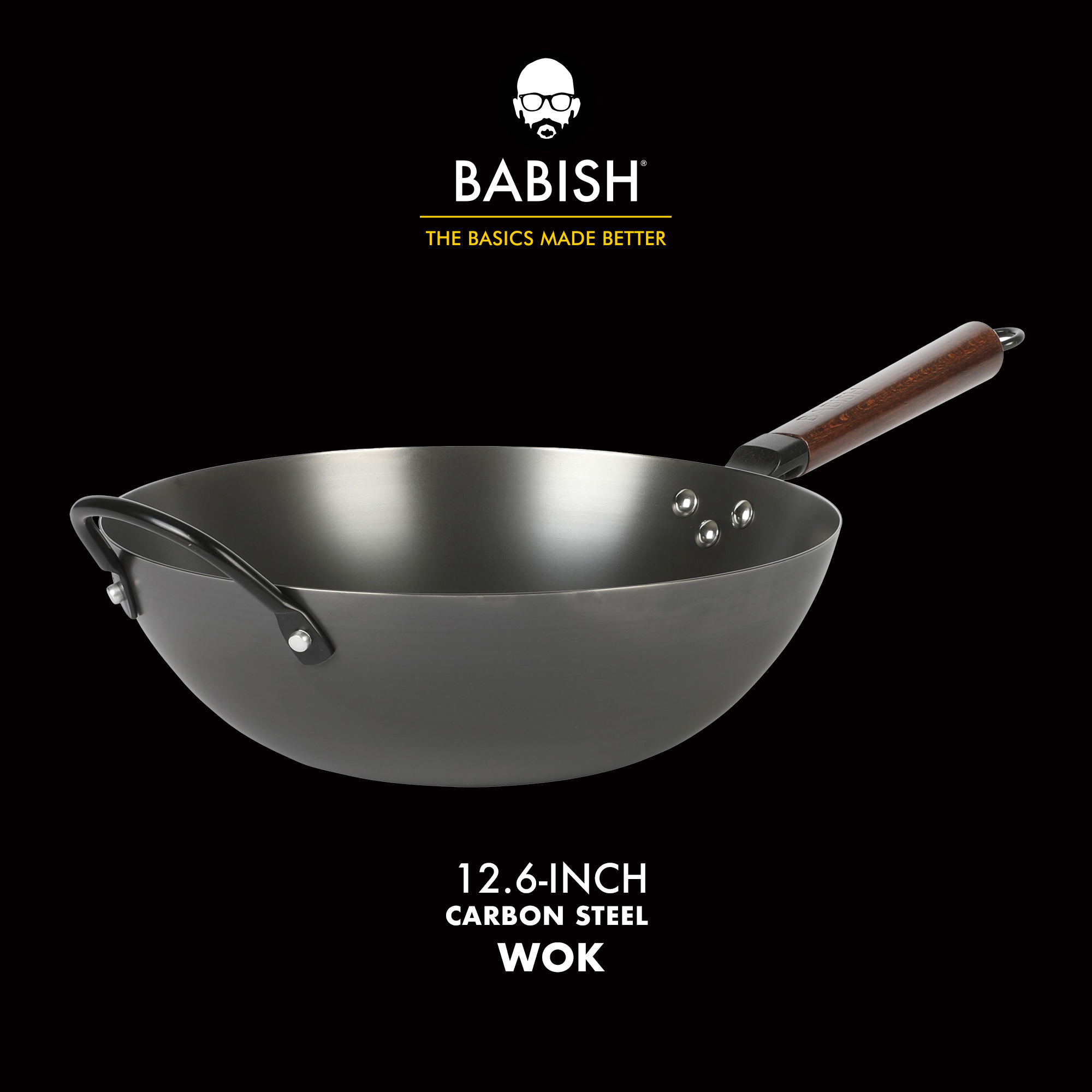 Babish 13-Inch Carbon Steel Wok with Wood Handle photo 6