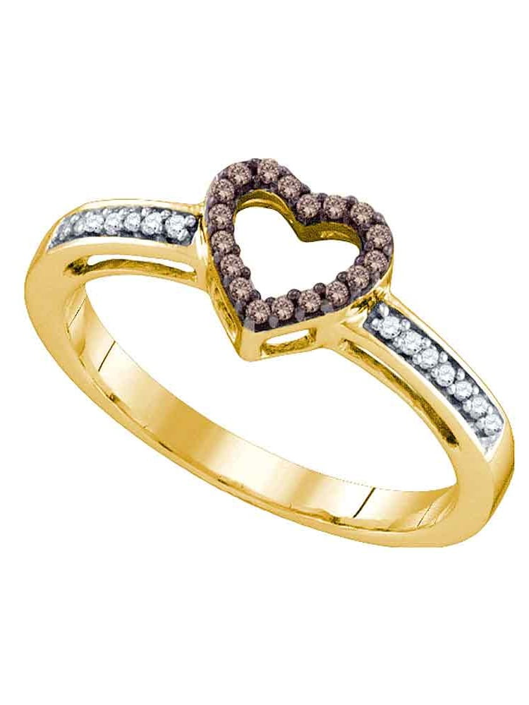 AA Jewels Size 7 10k Yellow Gold Round Chocolate Brown Diamond