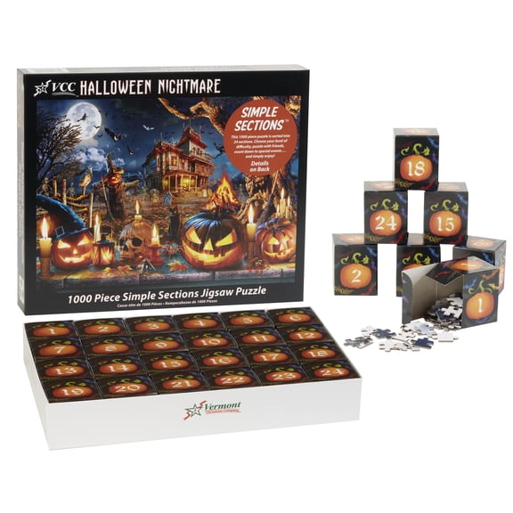 Count Down to Halloween Puzzle - Halloween Nightmare Simple Sections® Jigsaw Puzzle - 1000 Pieces - 24 Sections to Complete - 2026 Advent Calendar for Fall