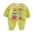 thumbnail image 2 of RXIRUCGD Small And Medium-sized Children's Car Print Sweatshirt Suit( Vert, Taille: 2 Ans, 2 of 8