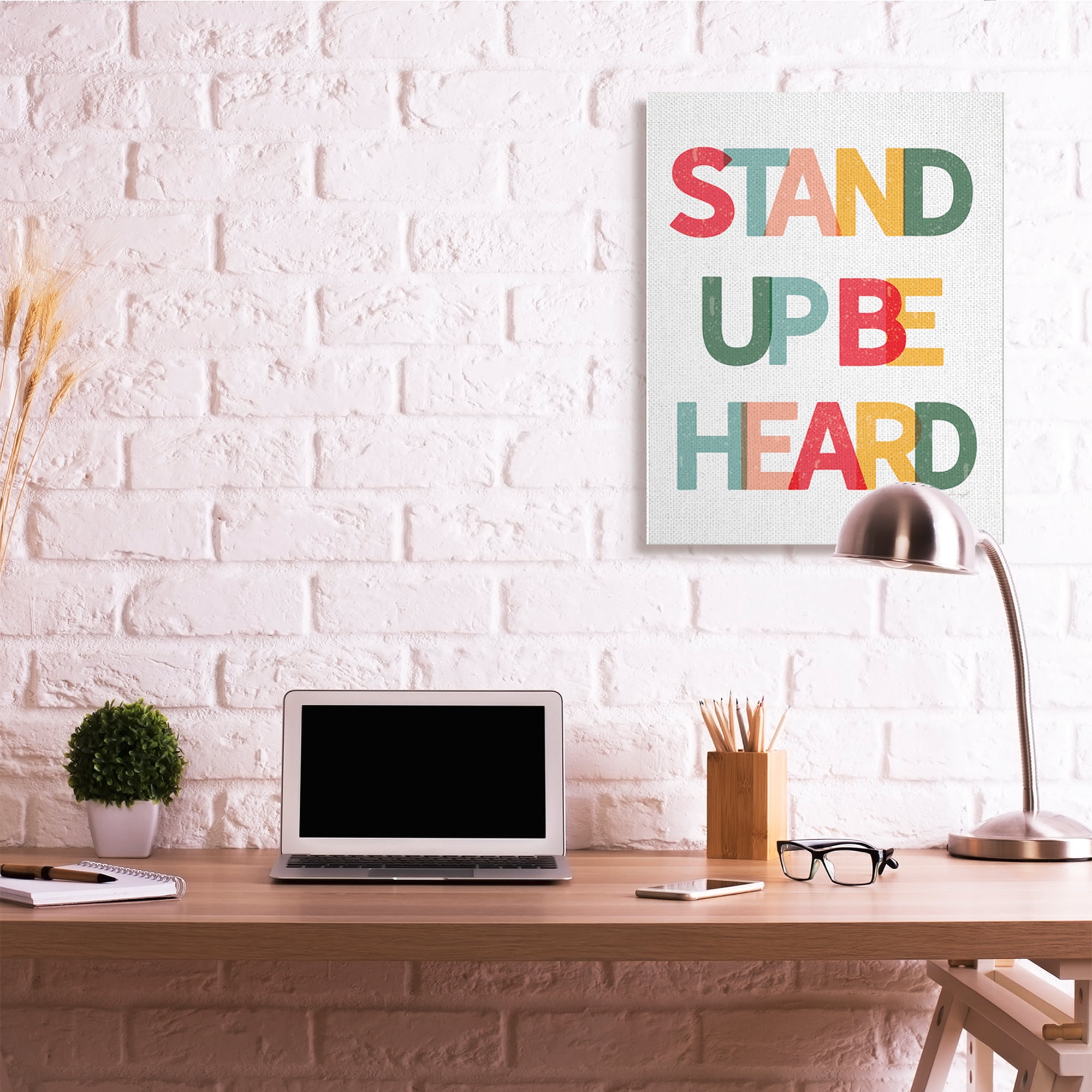 Stupell Industries Stand Up Be Heard Bold Text Motivational Phrase Typography Painting Gallery Wrapped Canvas Art Print Wall Art, 30 x 40