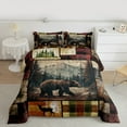 thumbnail image 2 of Feelyou Farmhouse Bear Men Queen Comforter Set, Reindeer Moose Elk Bedding Sets, Vintage Western Patchwork Reversible Bedding Comforter Set, Super Cozy Room Decor, 3 Pieces, 2 of 8