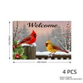 thumbnail image 2 of JOOCAR Welcome Cardinals Winter Scene Linen Table Mats Set of 4 for Home Kitchen Table Decor 12x18 inch, 2 of 5