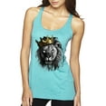 thumbnail image 1 of Wild Bobby, King Lion with Gold Crown Art, Animal Lover, Women Tri-Blend Racerback Tank Top, Tahiti Blue, Large, 1 of 4