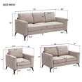 thumbnail image 7 of 3Pcs Sofa Sets, Upholstered Combination Couches Sets with 3-Seat Sofa, Loveseat Sofa & Single Armchair, 1+2+3 Seat Chenille Furniture Set with Metal Legs & Solid Wood Frame for Bedroom, Camel, 7 of 7