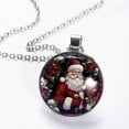 thumbnail image 2 of Santa Claus Women's Circular Glass Design Pendant Necklace, 2 of 5